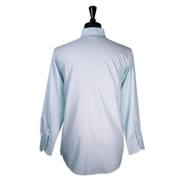 Brooks Brothers Mens Dress Shirt Button Up Turquoise Striped Regent 15.5 32/33 - Picture 2 of 8